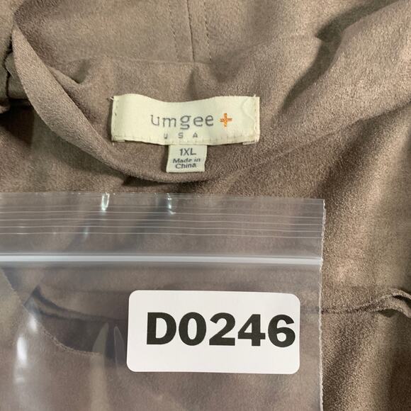 Umgee 1XL Soft Suede Moto Jacket in Mocha Asymmetrical Zip Fitted Draped Collar - Picture 3 of 9